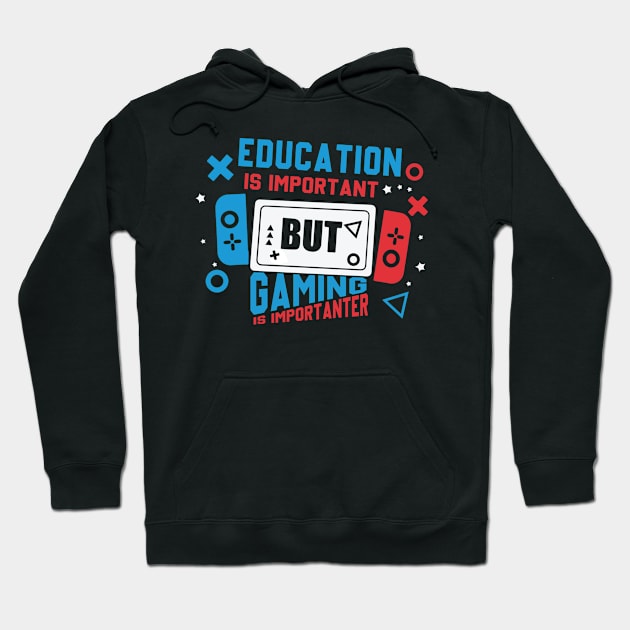 Education Important Gaming Importanter Funny Gamer Boys Kids Hoodie by The Design Catalyst